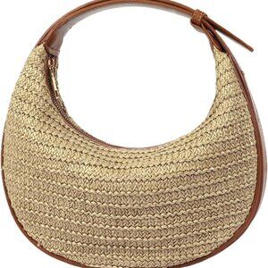 Straw Woven Hobo Bag Small Shoulder Purse Beach Travel Casual Stylish